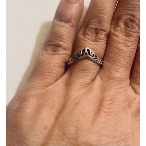 Silver tribal boho CROWN RING